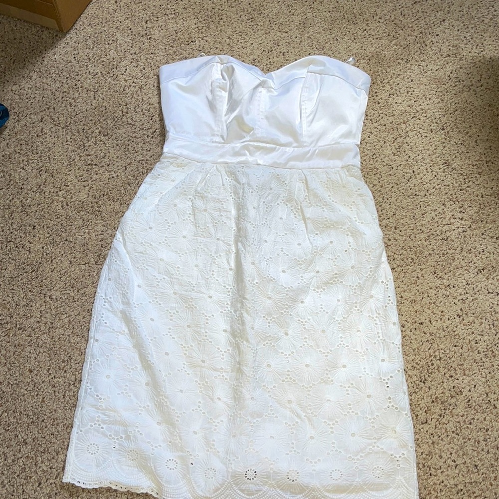 Bebe strapless floral design dress